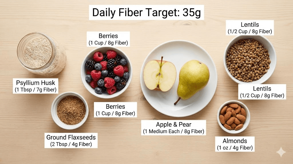 Best fiber sources for tirzepatide constipation relief with daily amounts