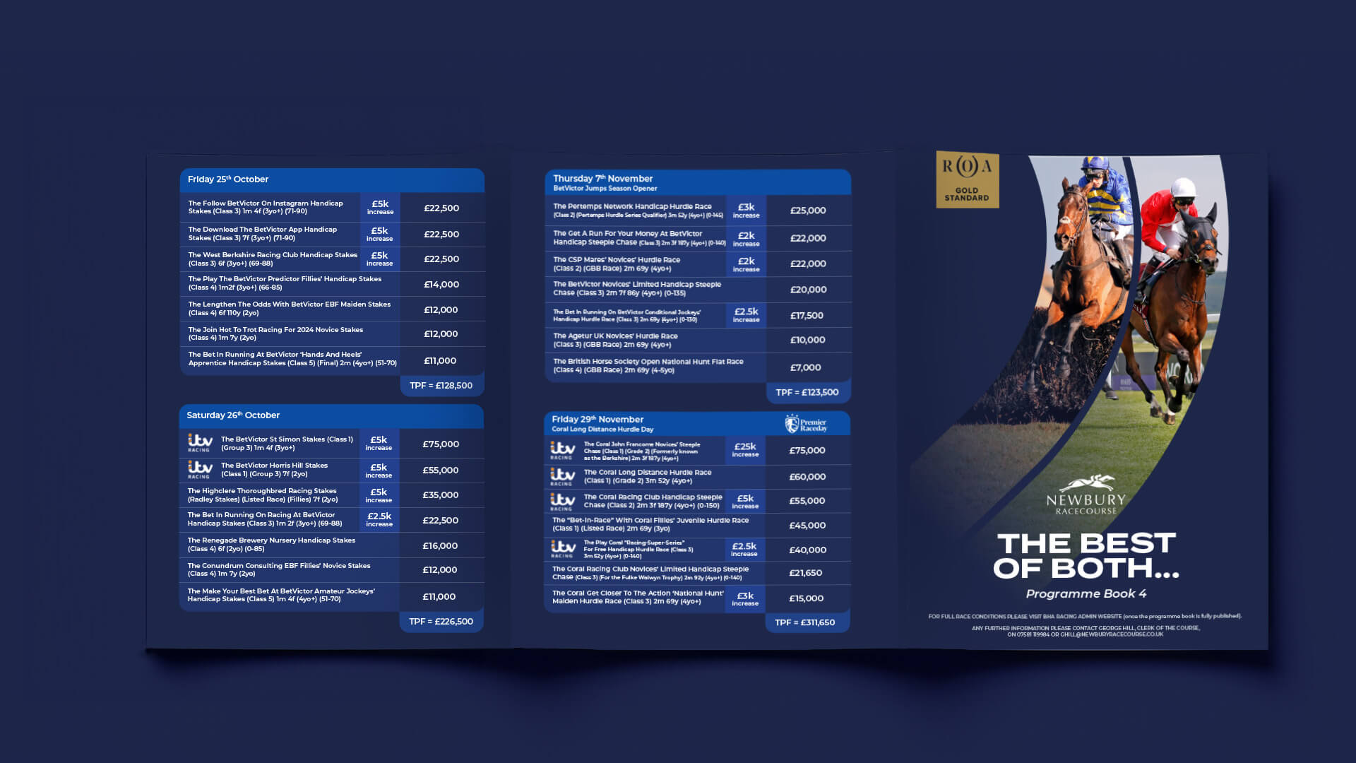 Owners and trainers programme book leaflet design 