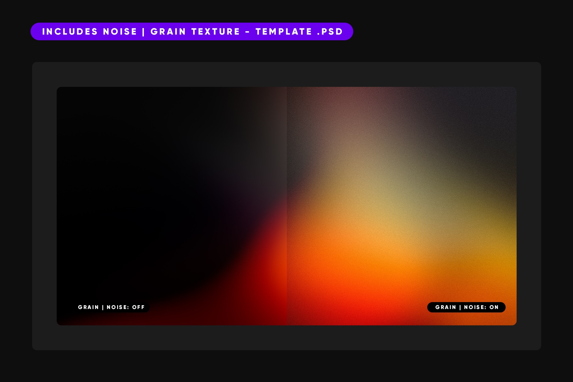 Gradient with noise and grain texture template for added depth in designs.