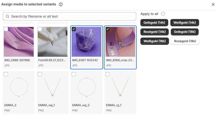 shopify variant images