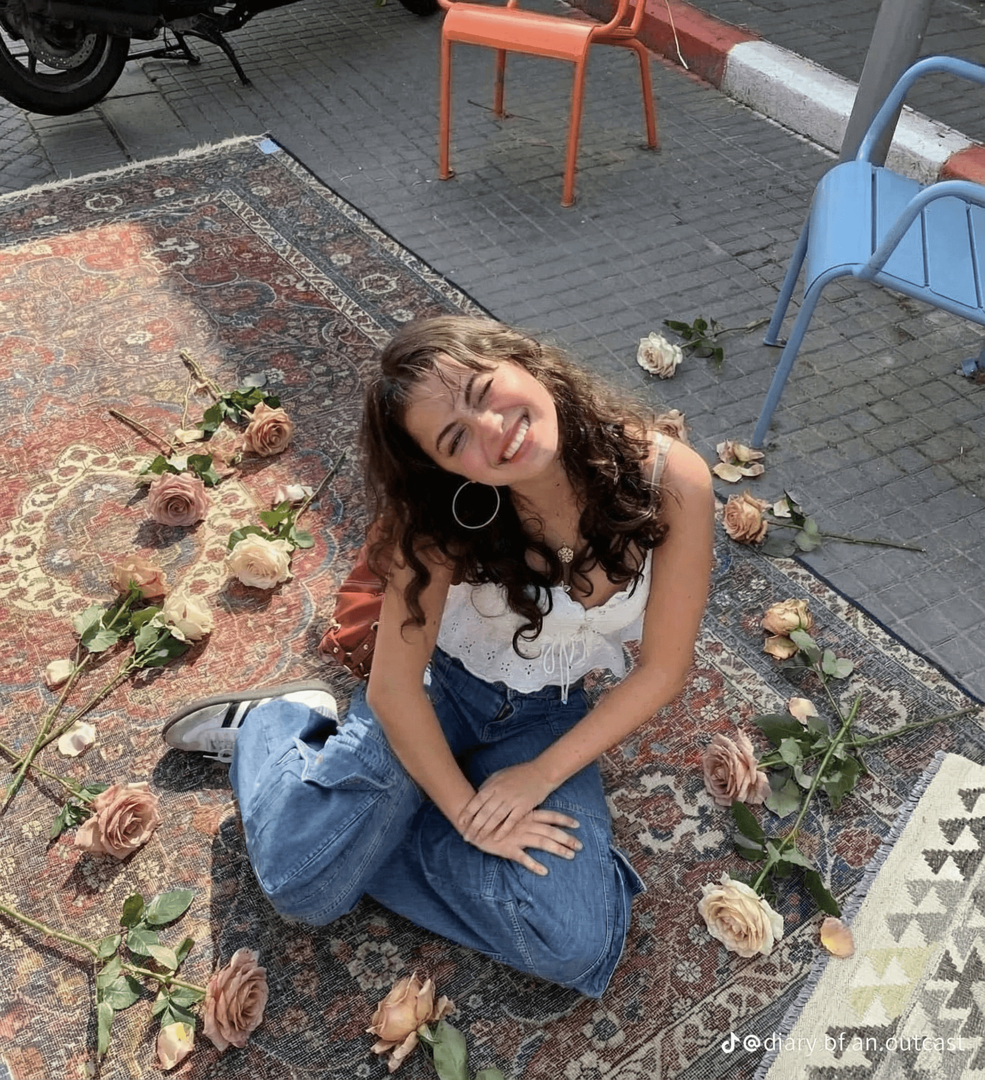 a woman with flowers