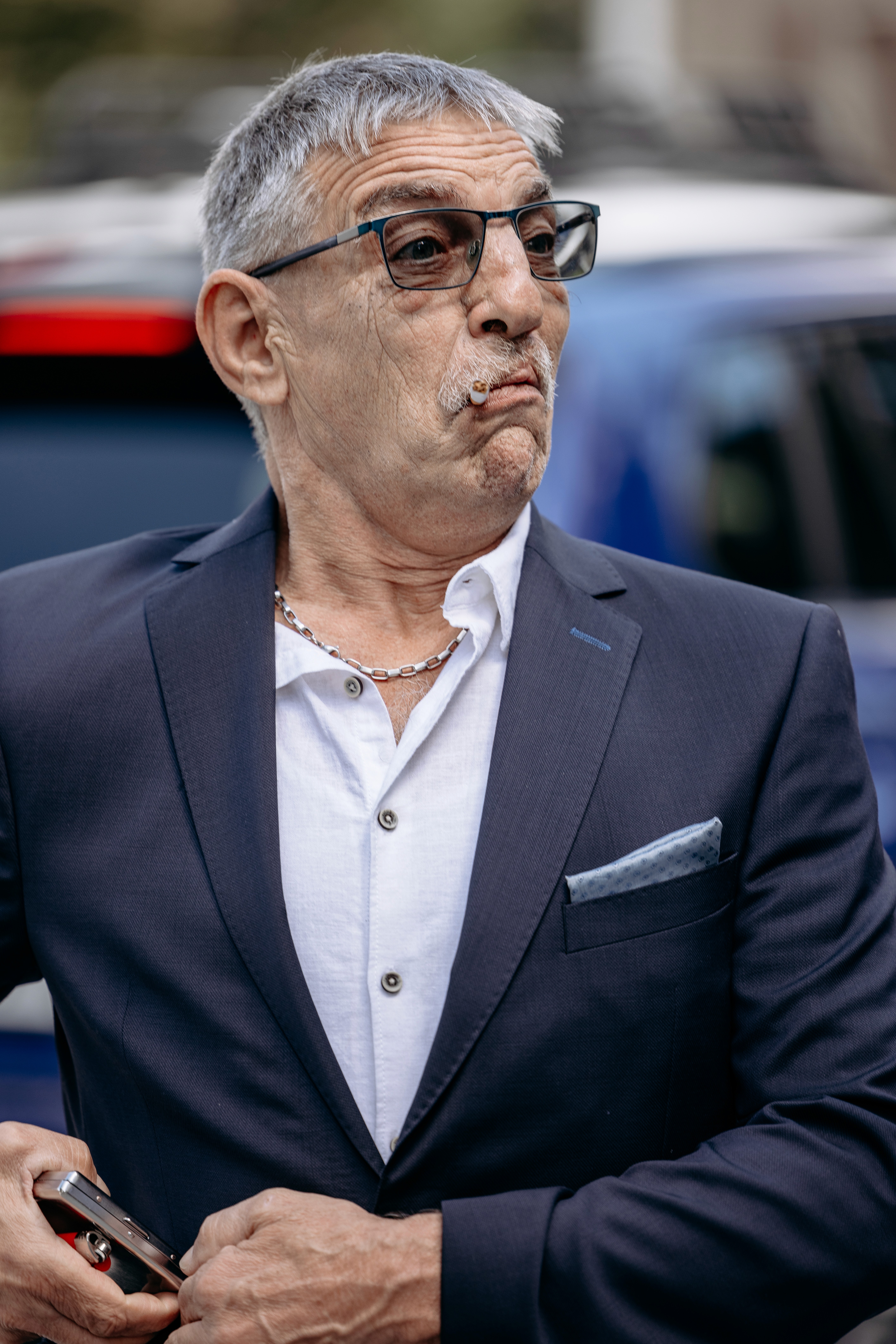 Stylish model in crowd