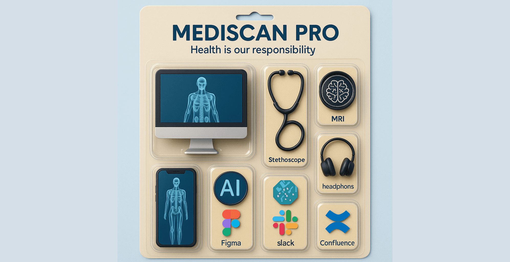 MediScan Pro medical imaging platform interface displaying patient scans, diagnostic tools, and healthcare collaboration features
