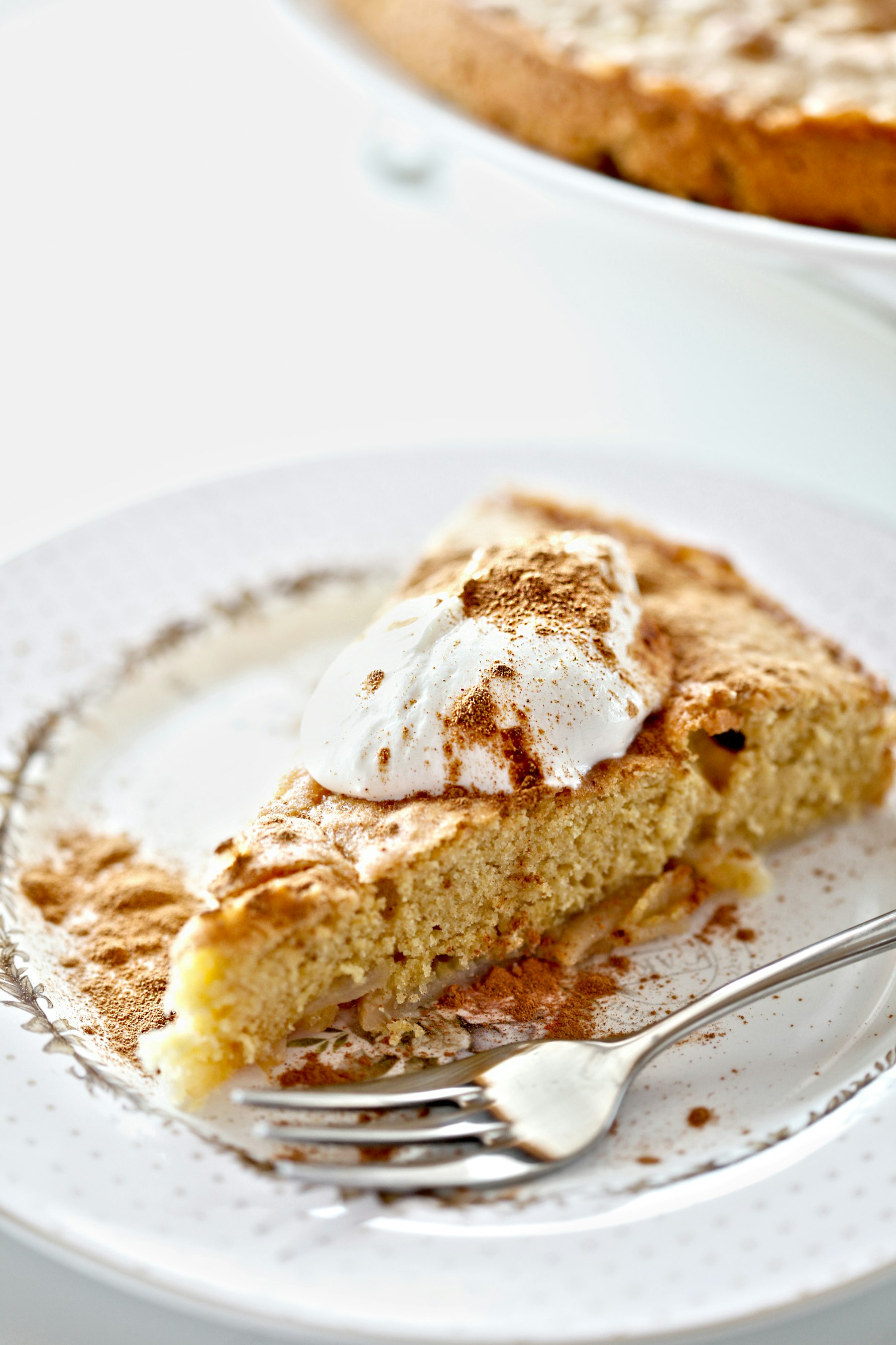 A slice of apple pie on a plate