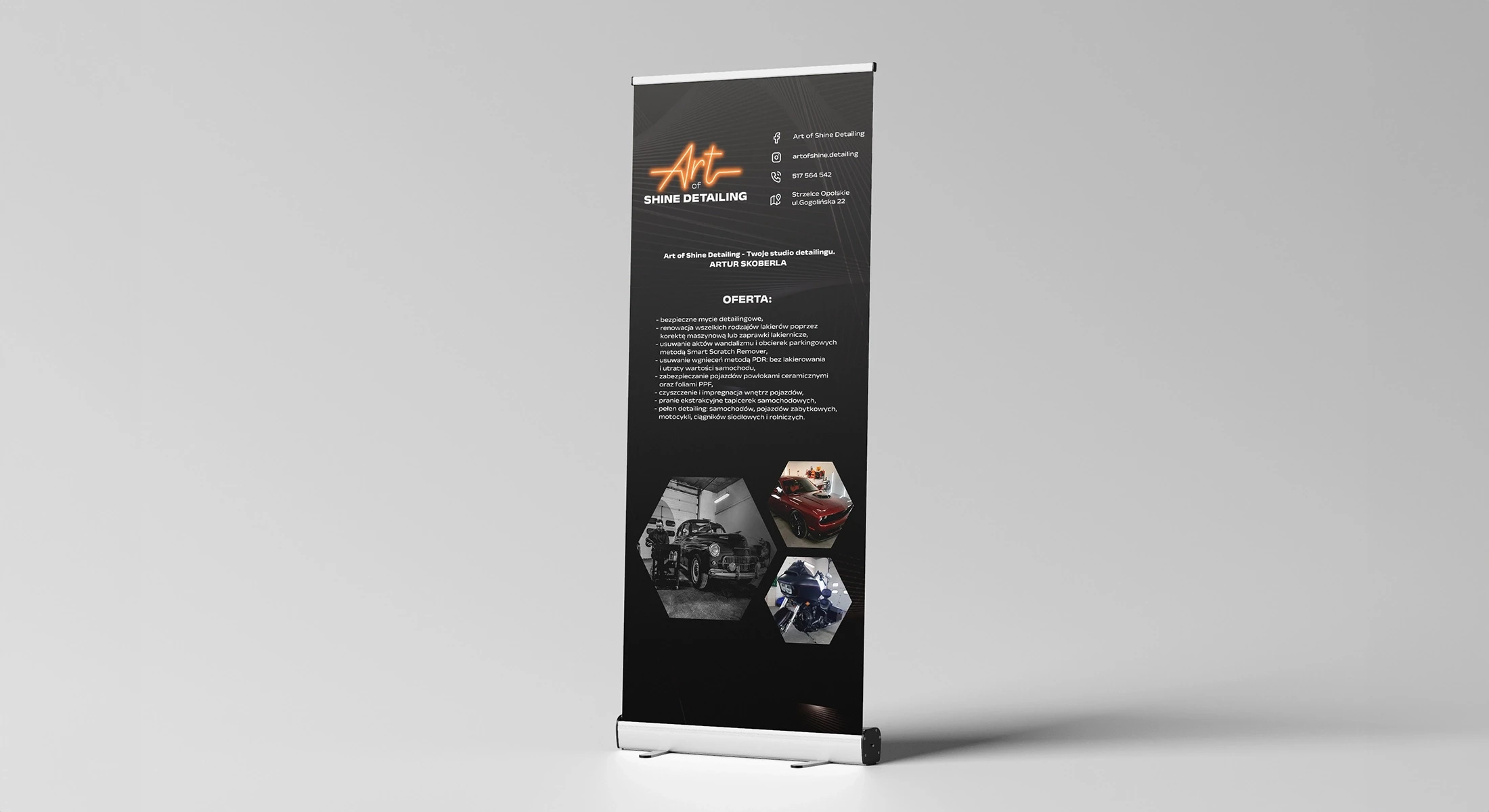 Materiały reklamowe Art of Shine Detailing - stand-up banner