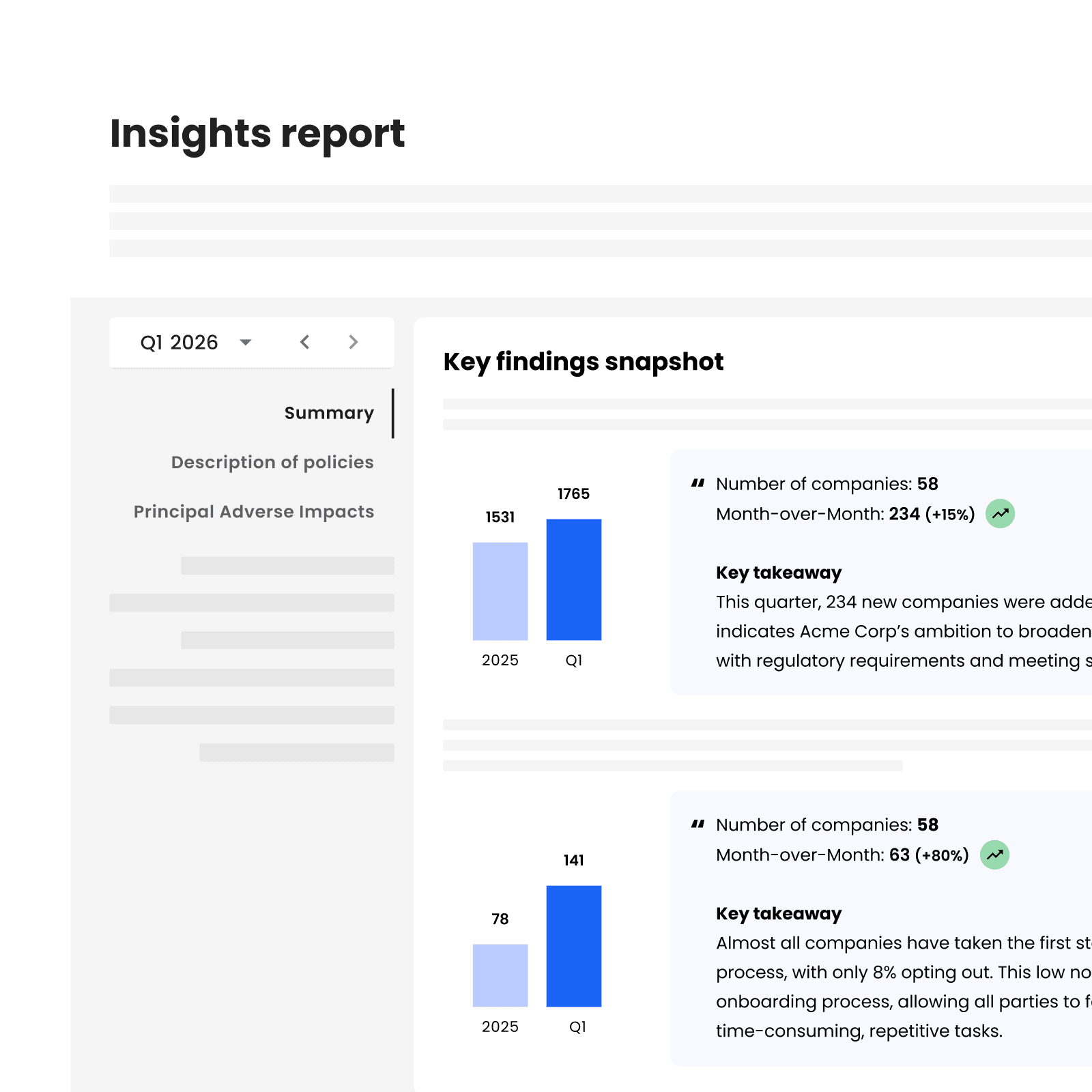 Insight report : Follow the progress of your SFDR report live in app