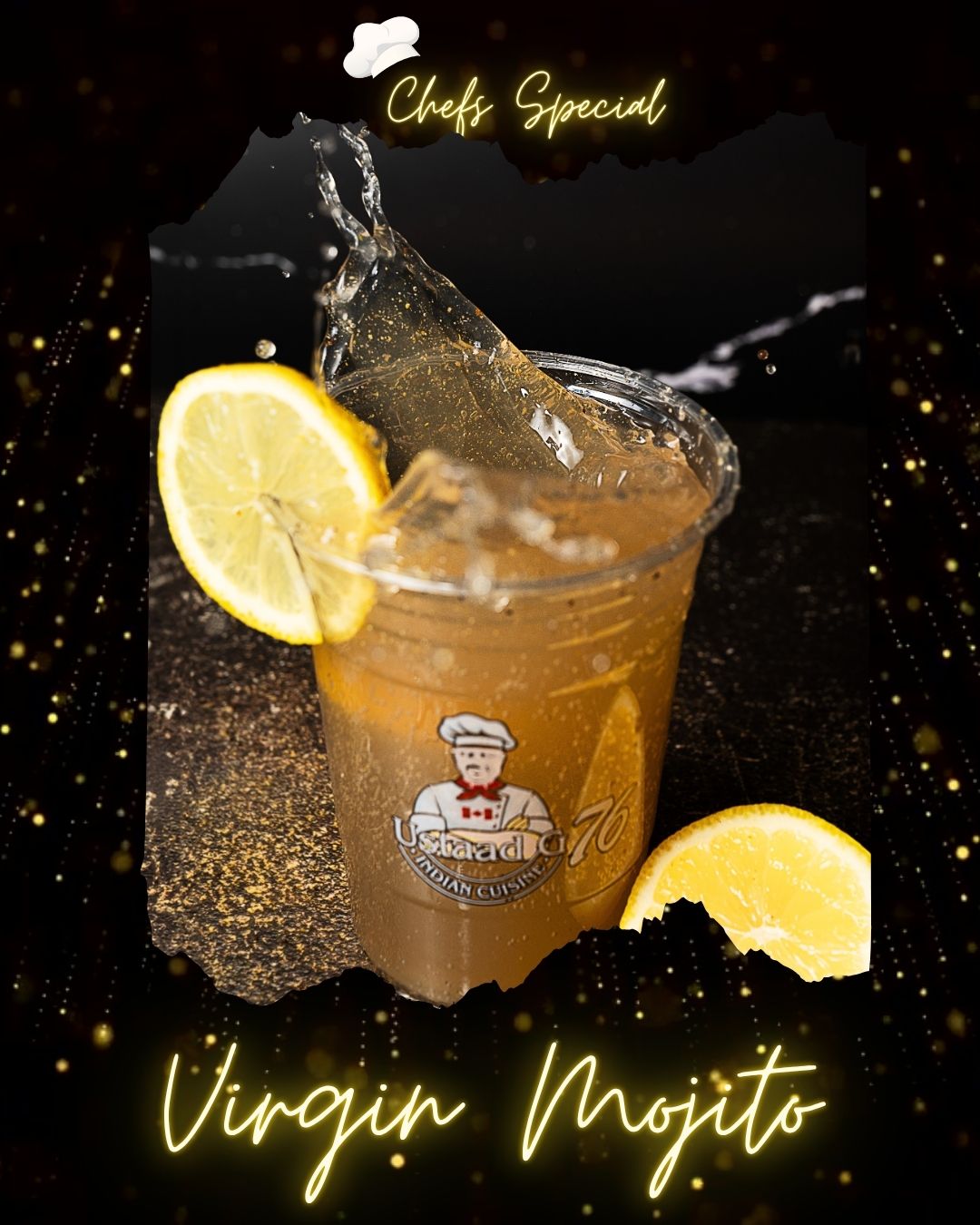 Virgin Mojito with lemon and mint — refreshing drink at Ustaad G76 BC
