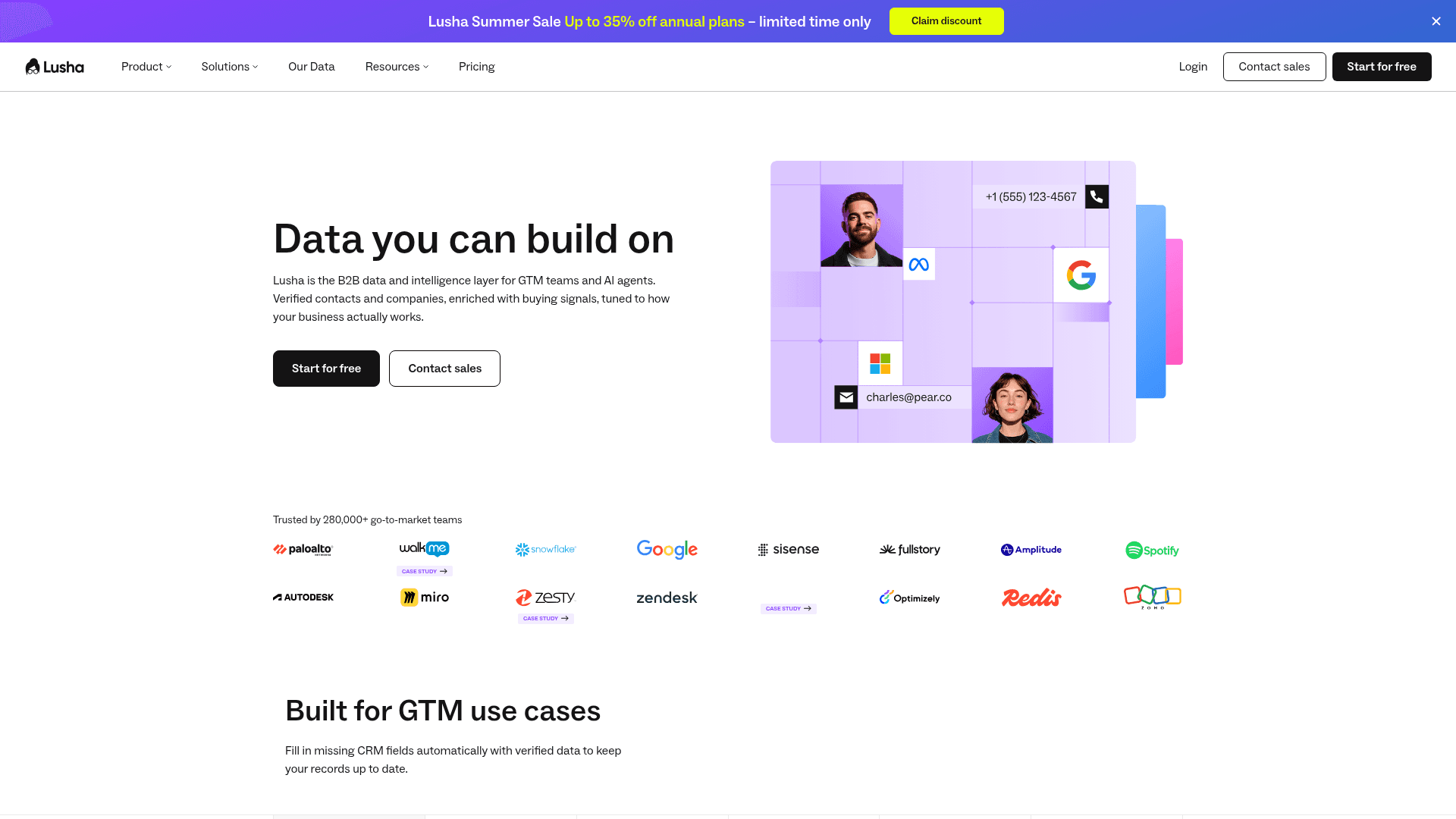 Screenshot of https://lusha.com