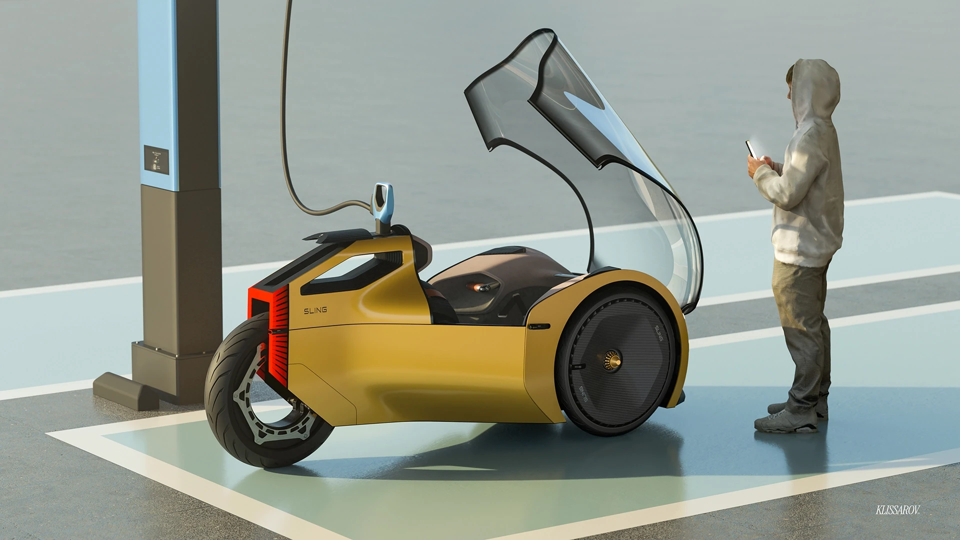 Charging setup for sling open canopy