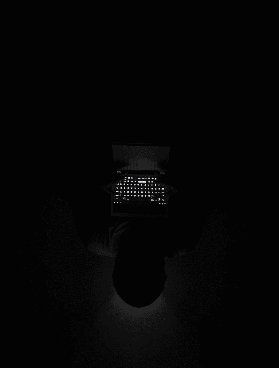 laptop in dark