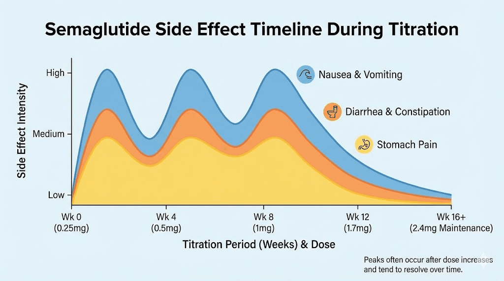 Semaglutide side effects timeline during dose titration