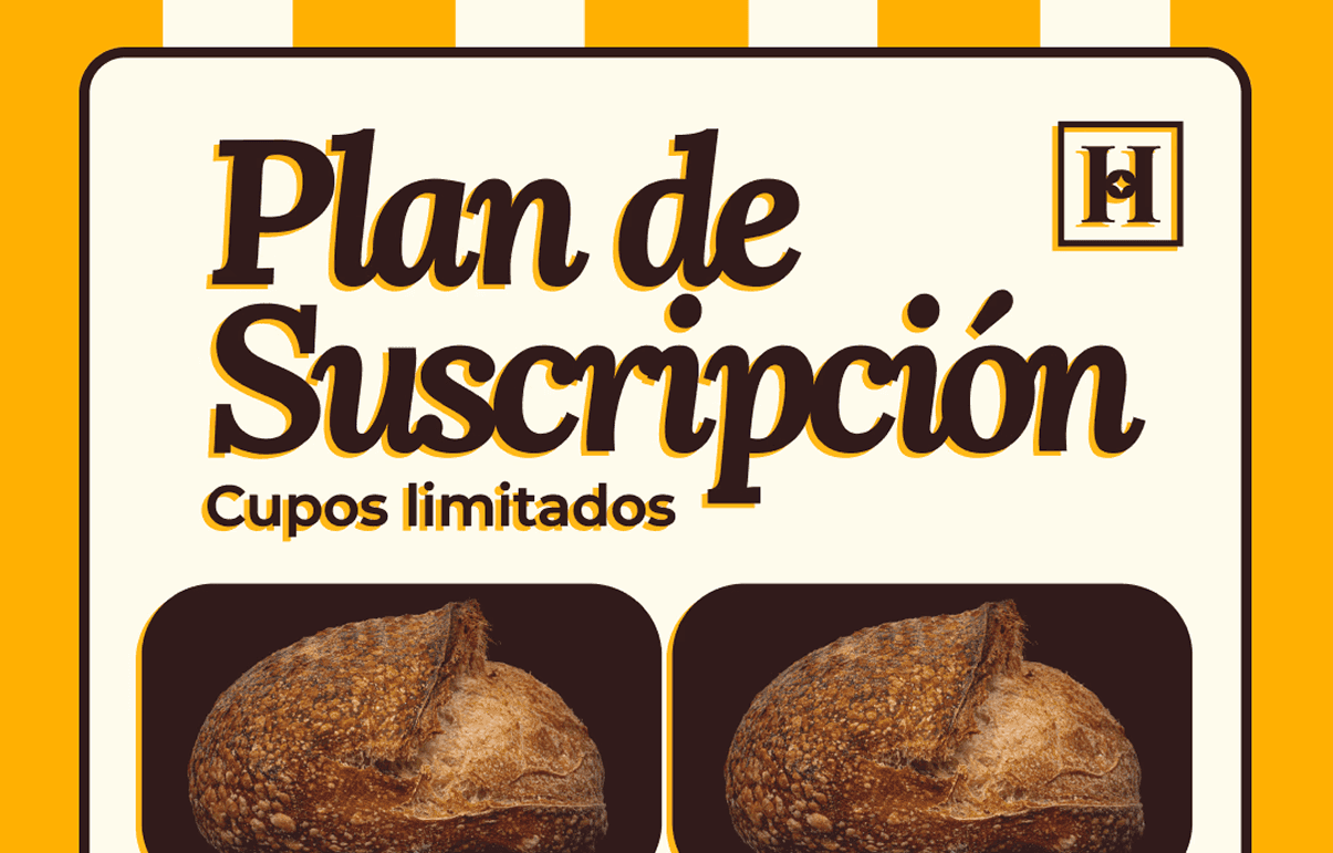 Imagen del plan de suscripción mensual de Horneology con hogazas de masa madre.