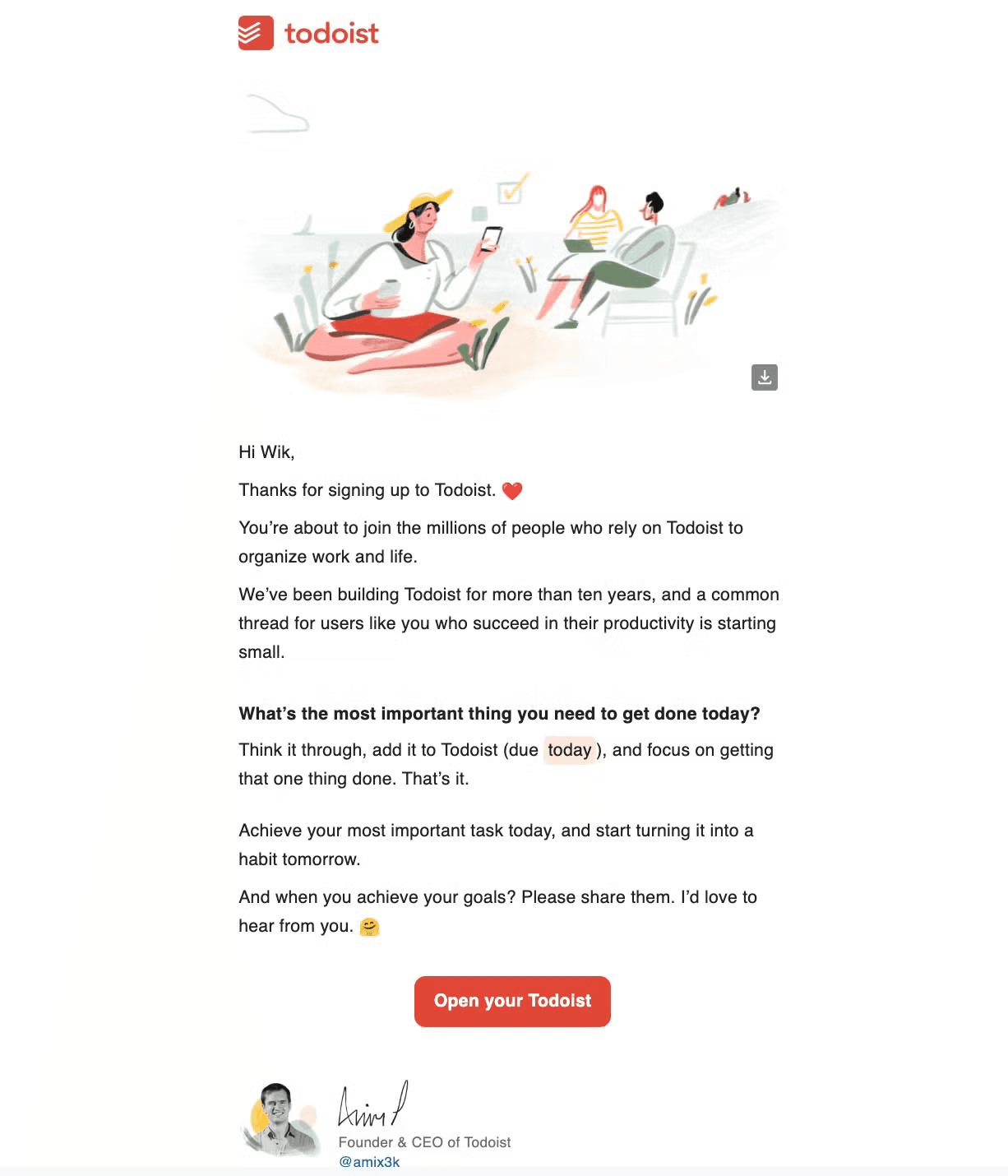 Todoist Onboarding Email