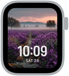 lavender hour Apple Watch face preview 5 featuring floral and summer.
