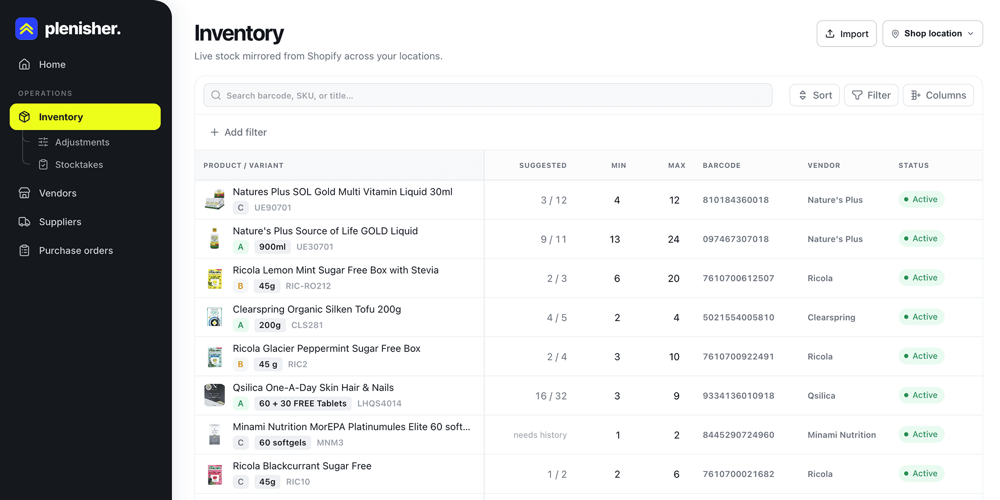 Purchase order dashboard