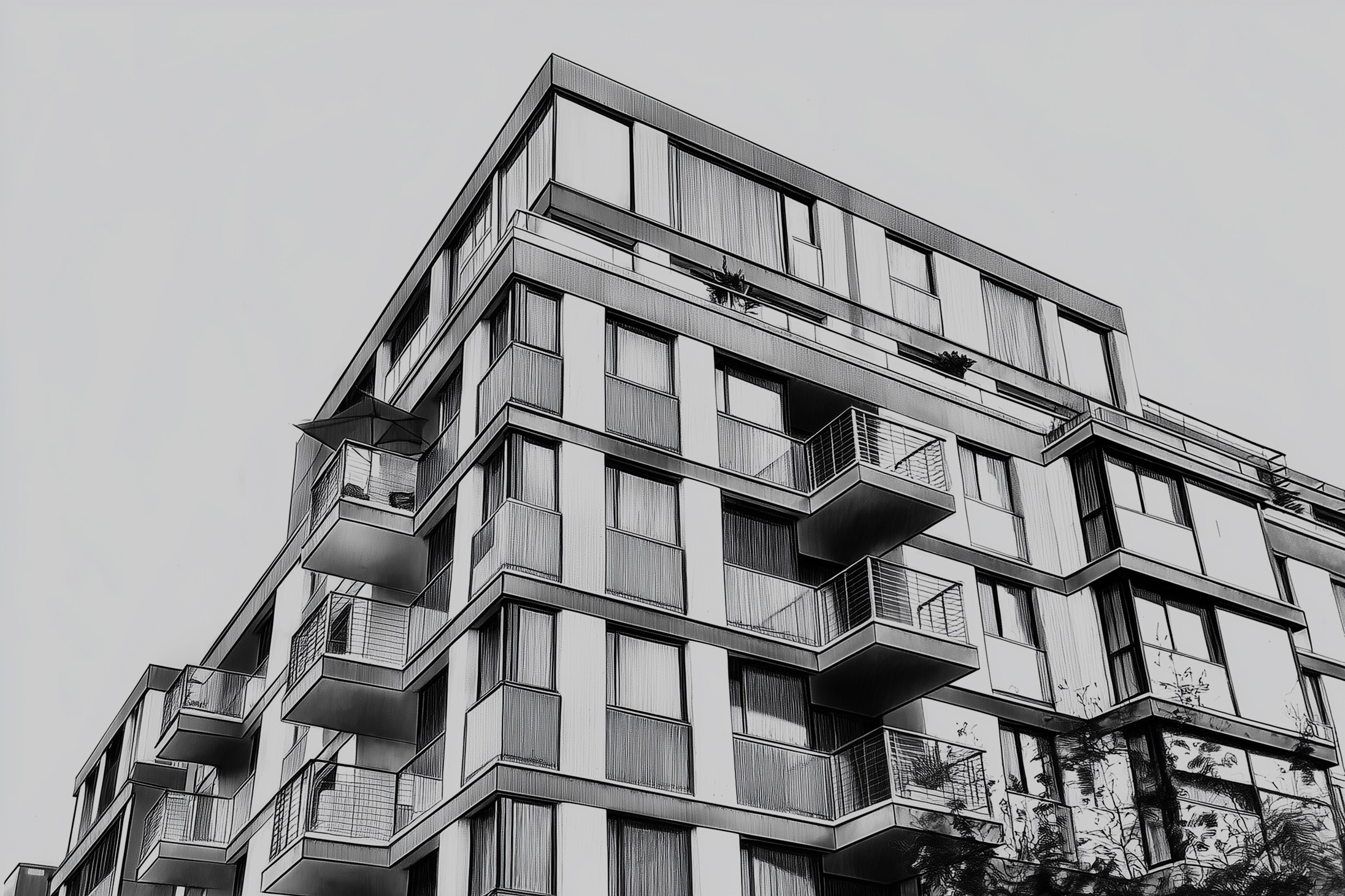 Office building pencil sketch