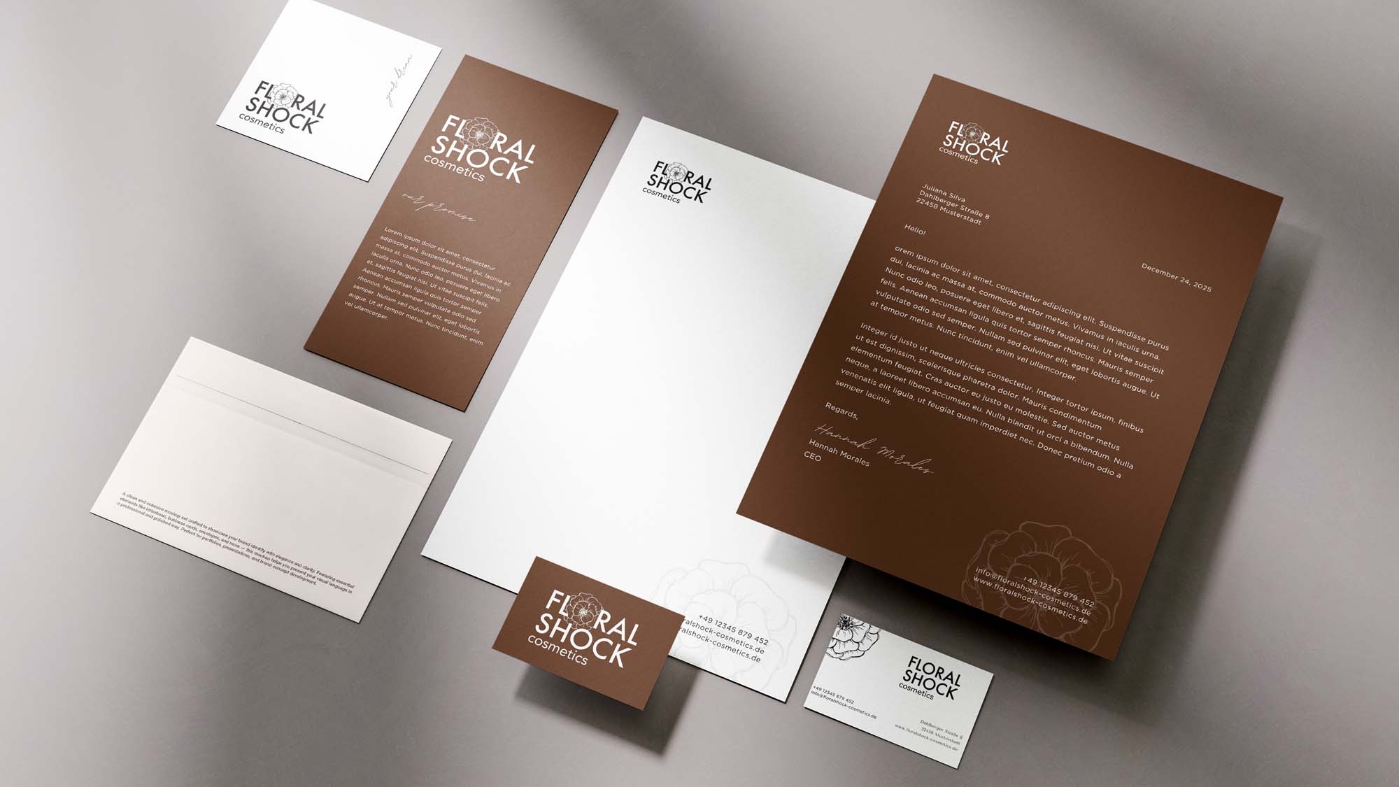 Mockup Brand Design einer Kosmetikmarke.