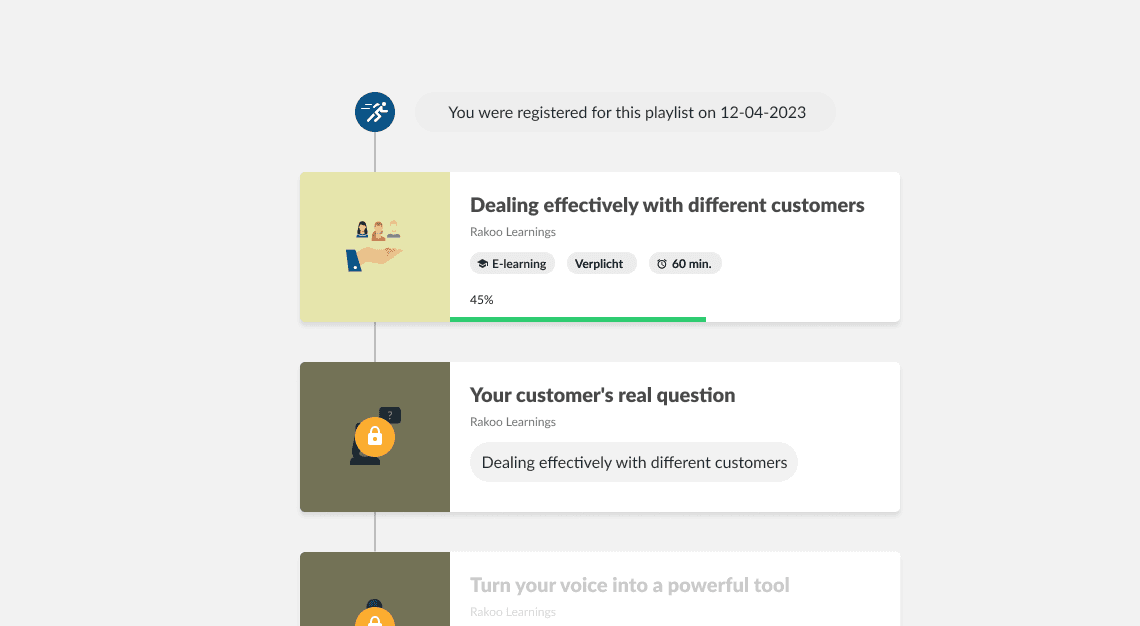 Leerpaden met verschillende trainingen