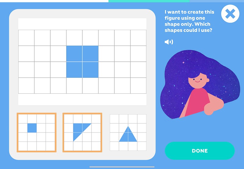 Composing shapes: choose all shapes that can build the figure