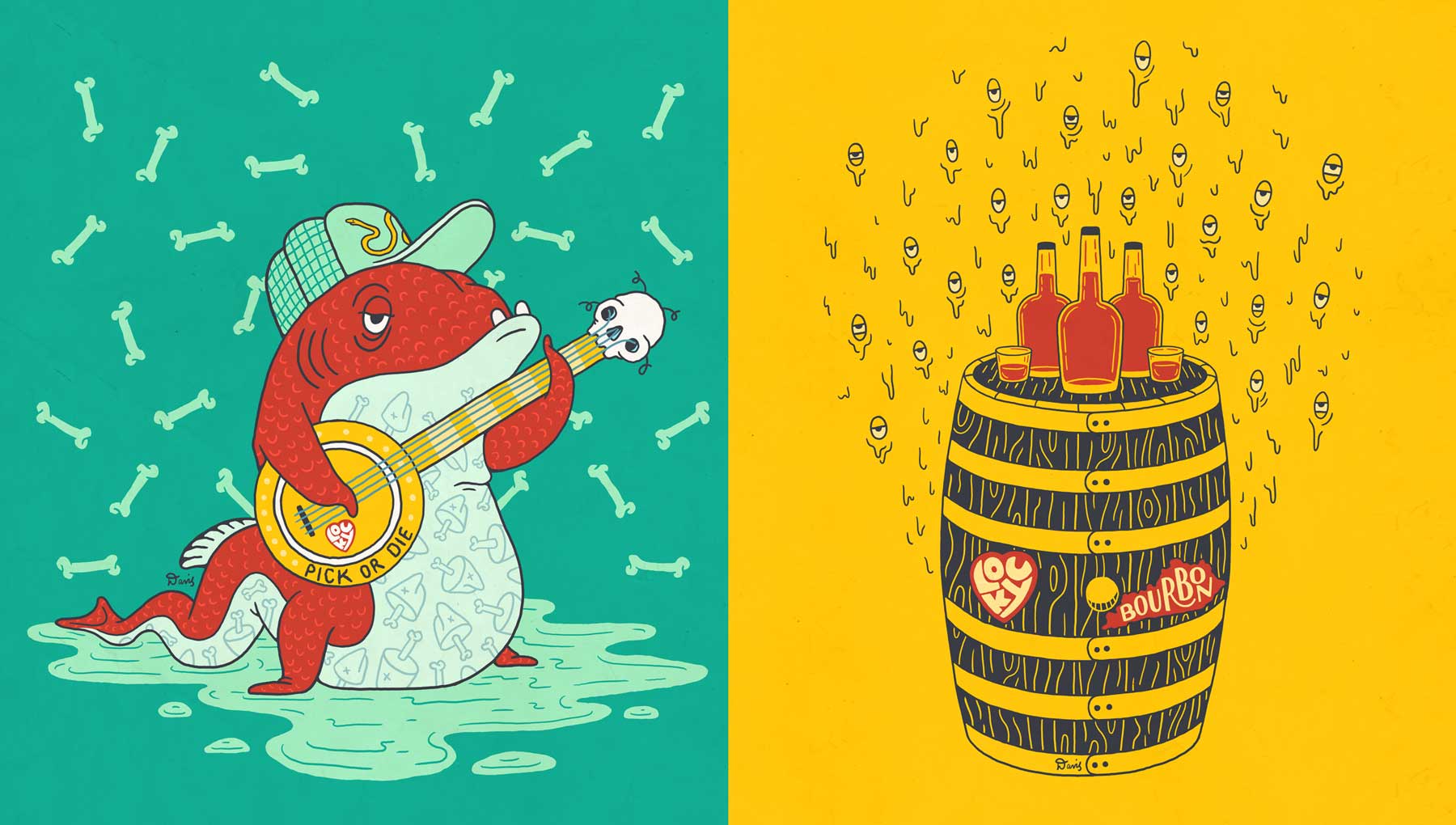 IMage of the Banjo-Pickin' Bass and a nod to bourbon country