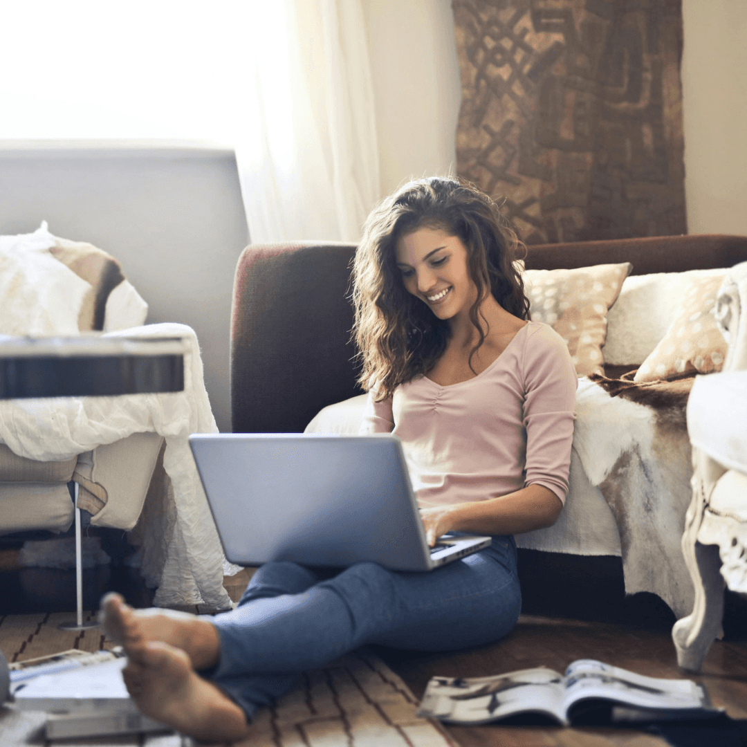 Woman analyzing and tracking engagement rate on Instagram.