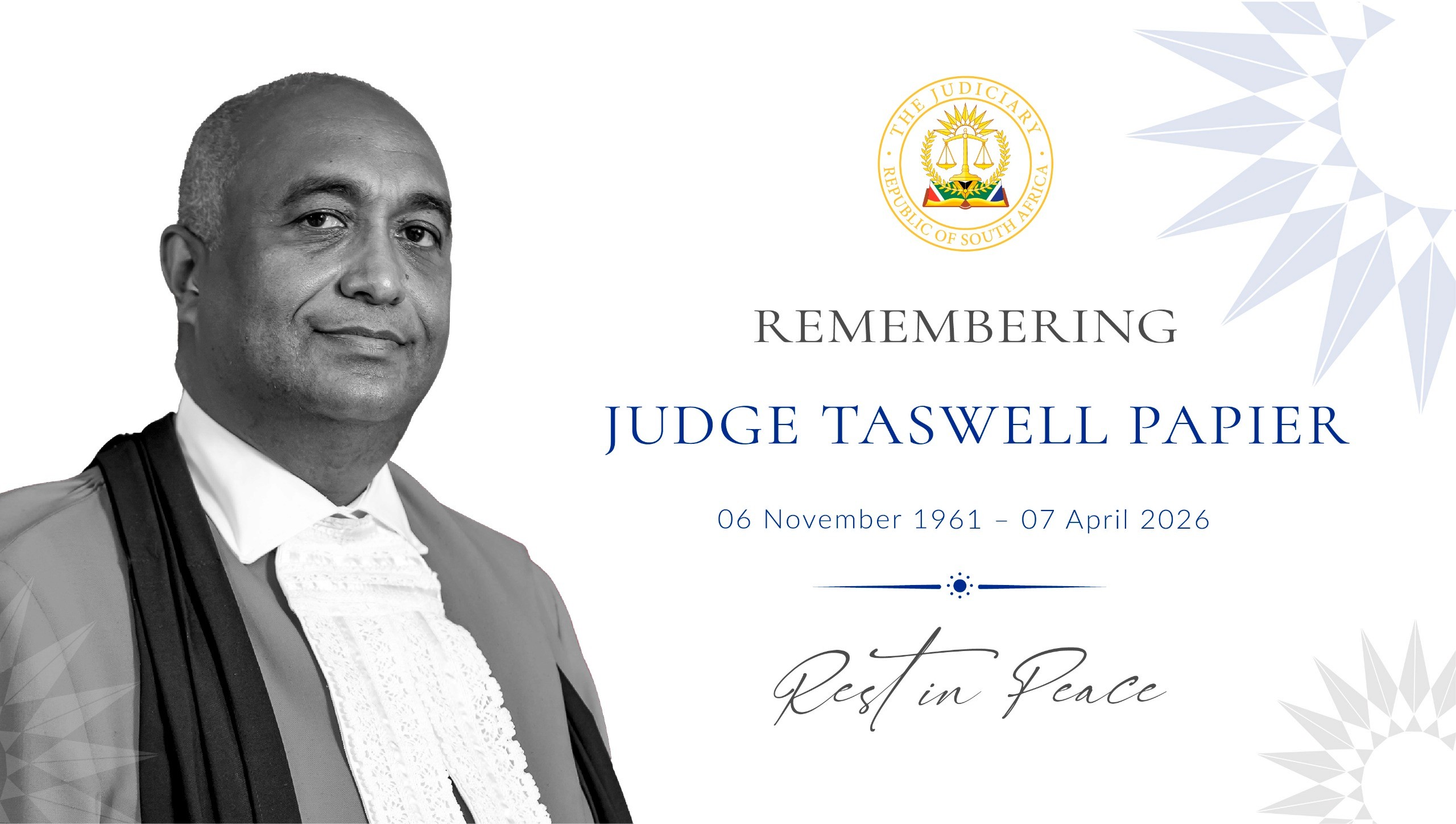 Photo:South African Judiciary mourns passing of Judge Taswell Papier – South African Daily