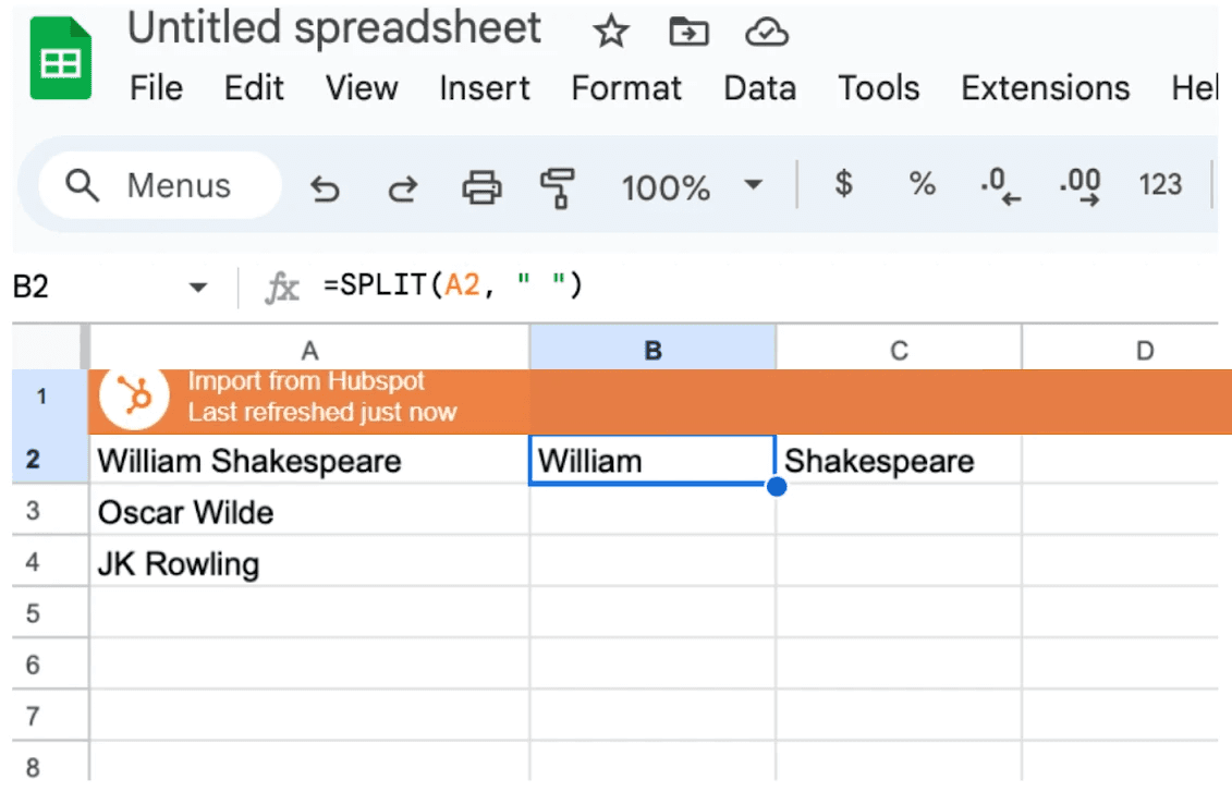 formula splits the words