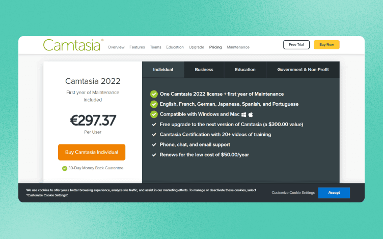 Camtasia Pricing