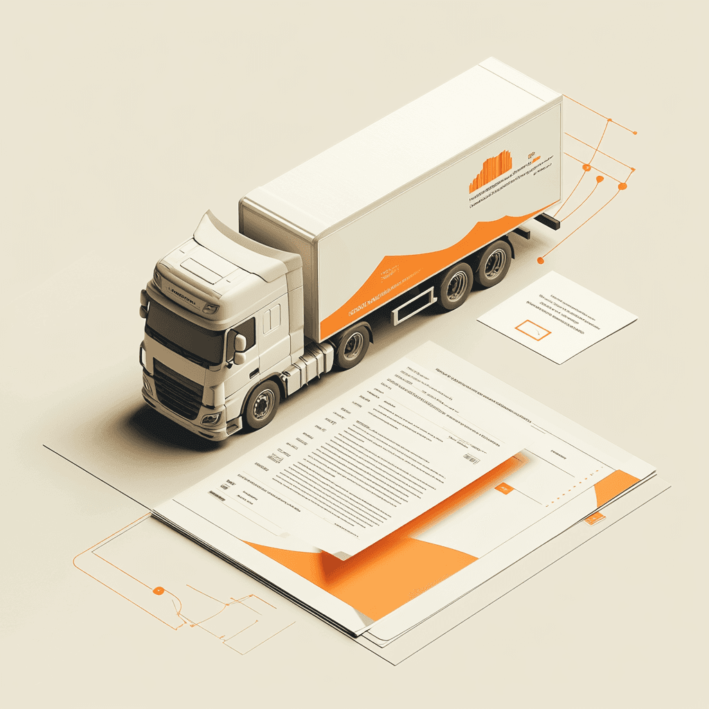 An image showing a logistics document with a truck model next to it. (AI generated)