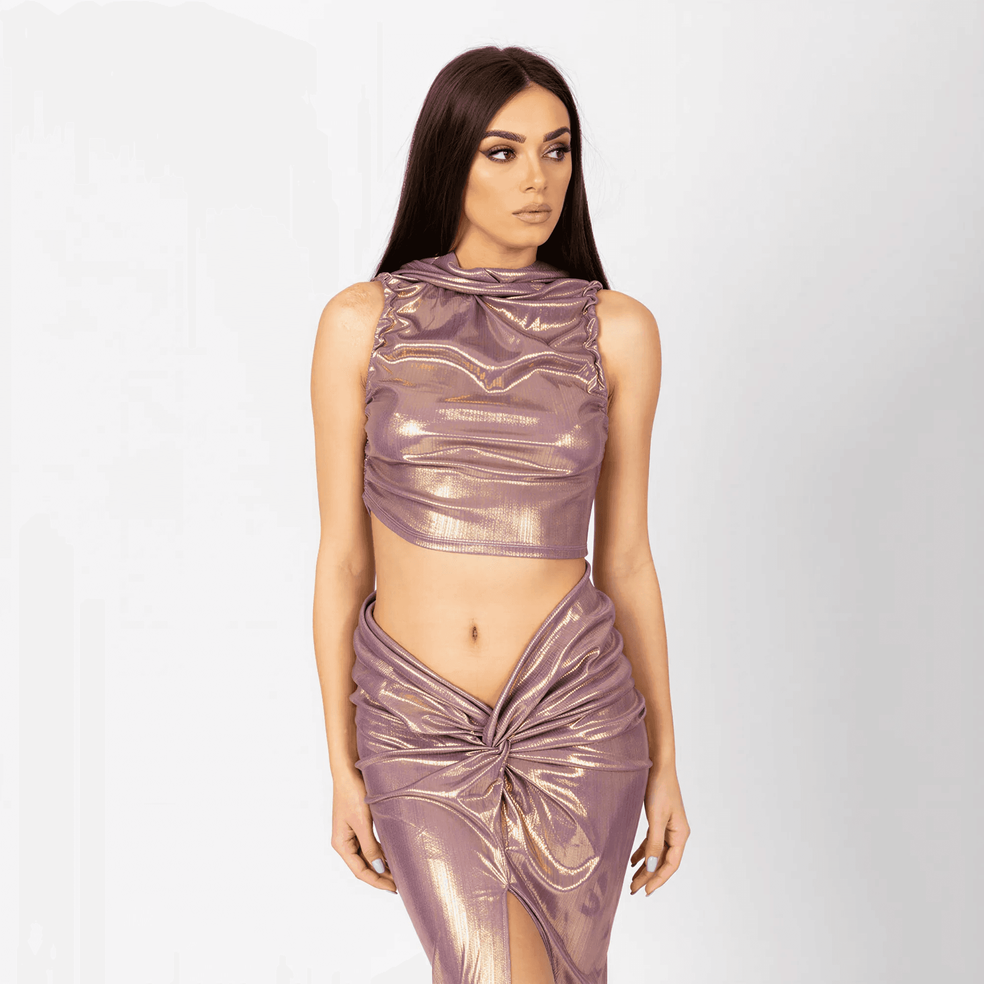 Eva Blouse Pink Lavender Model