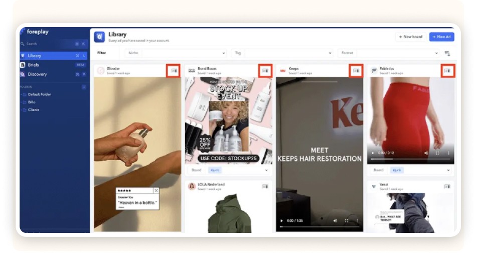 Foreplay Library tab