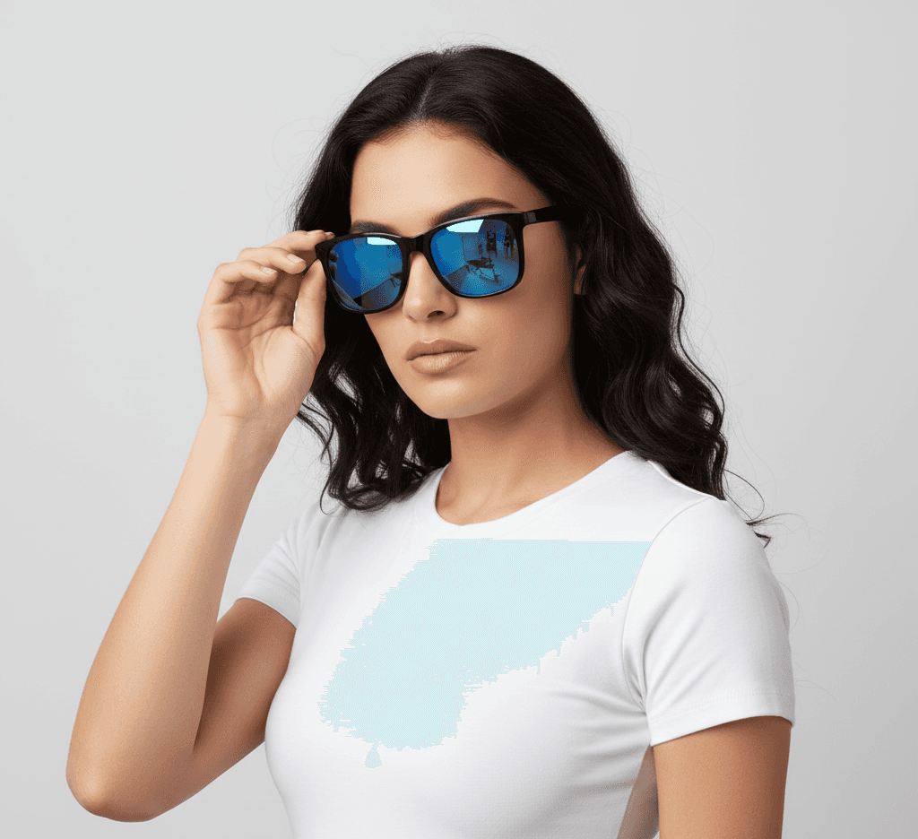 model wearing the sunglasses