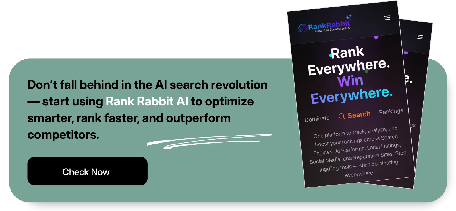 Call-to-action for Rank Rabbit AI search tool
