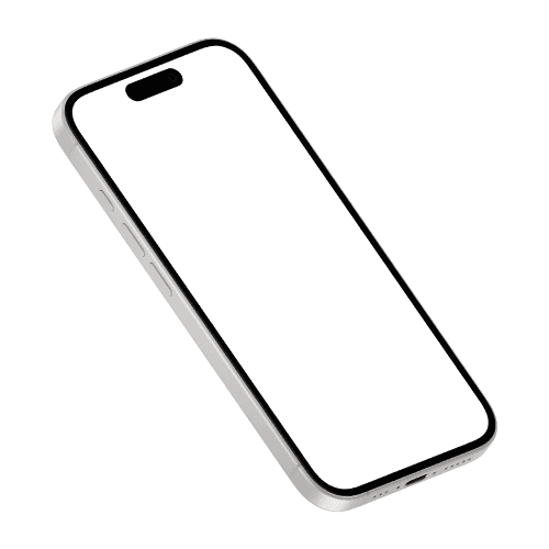 White iPhone 16 mockup upper right view