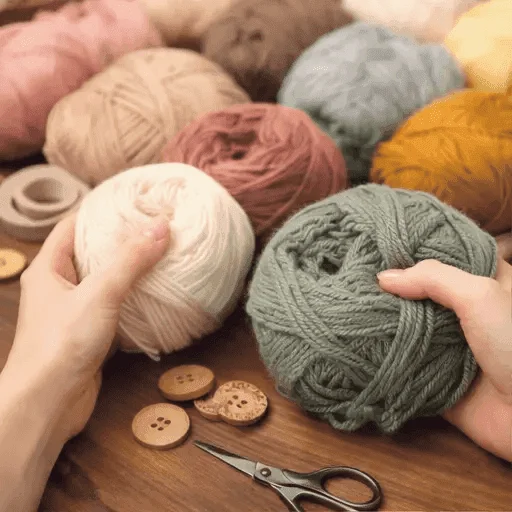 hands holding soft yarn balls to choose suitable yarn for crochet projects