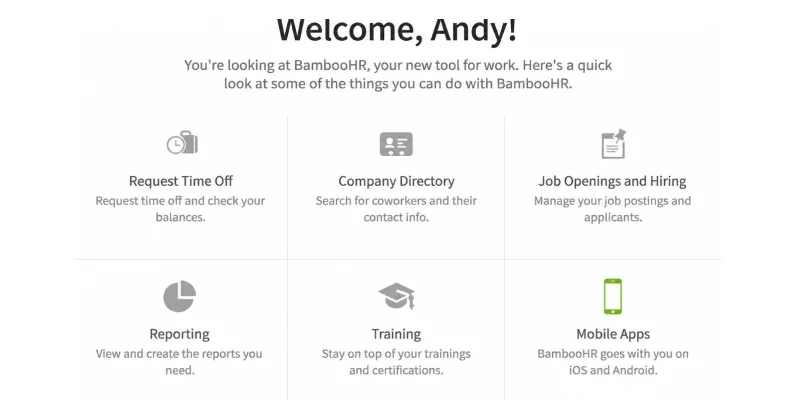 Illustration of a traditional HR portal with employee information and administrative tools accessed through a separate system.
