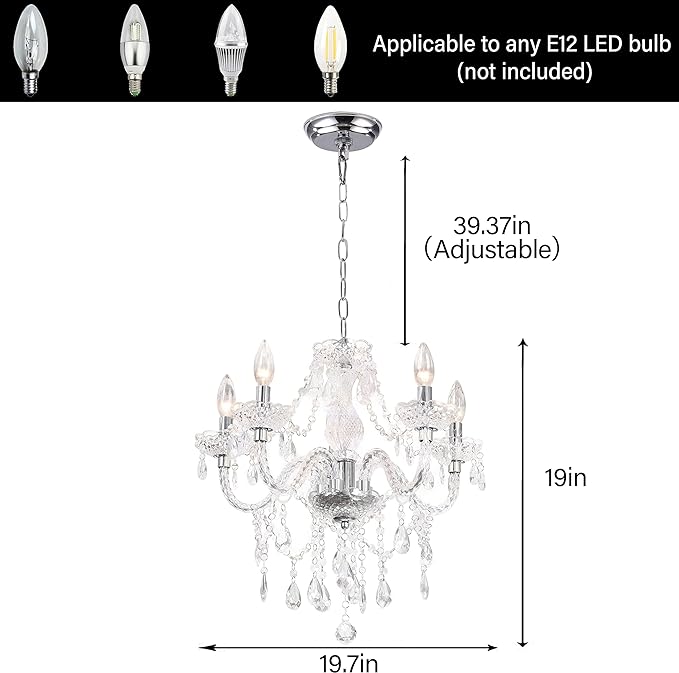 Acrylic chandelier brings elegance and charm to any space.