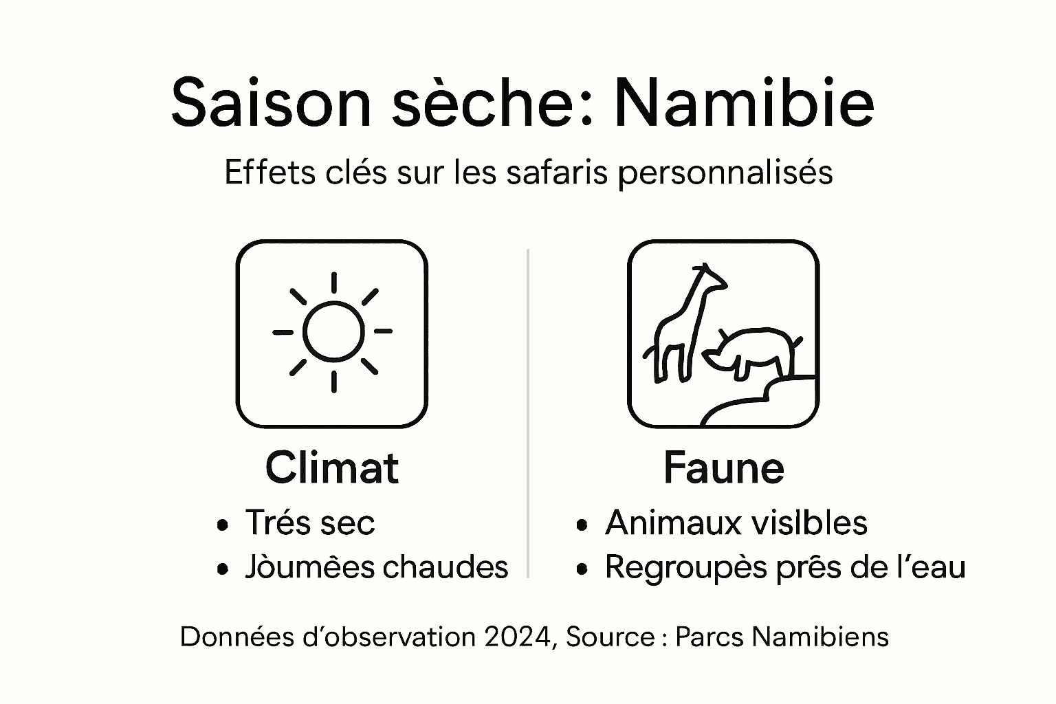 Infographie : comment la saison sèche influence l’expérience safari en Namibie
