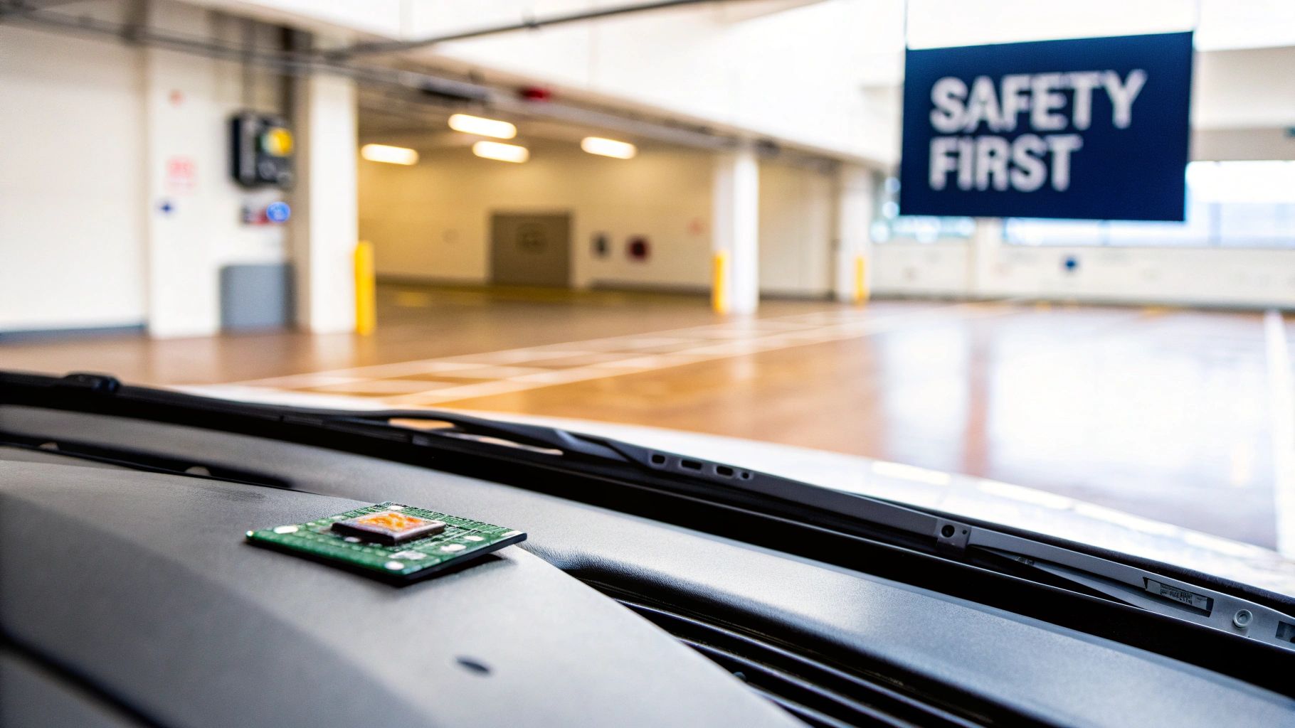 A technician carefully inspecting a car windshield for cracks and damage.
