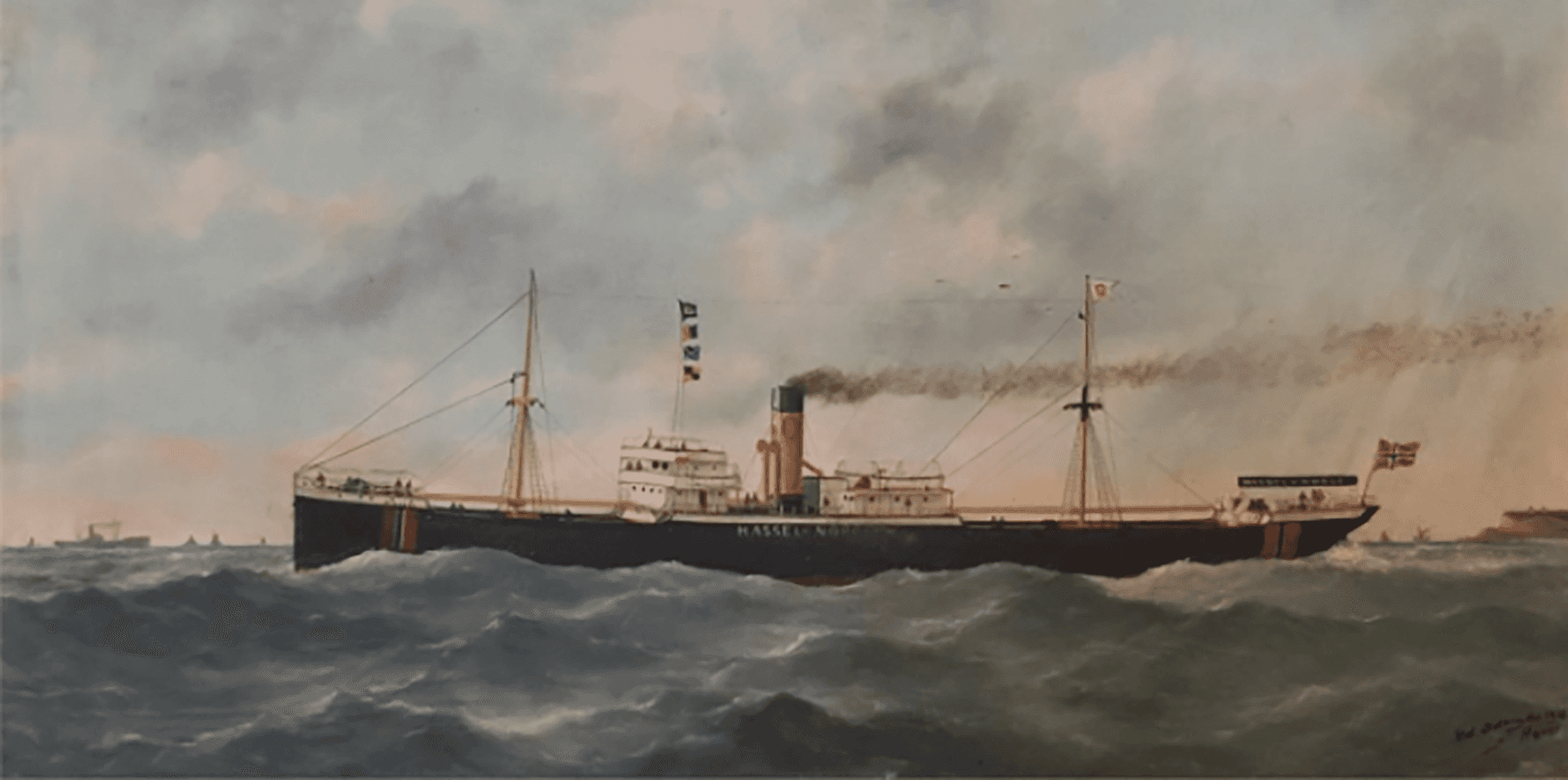 Old painting of old ship