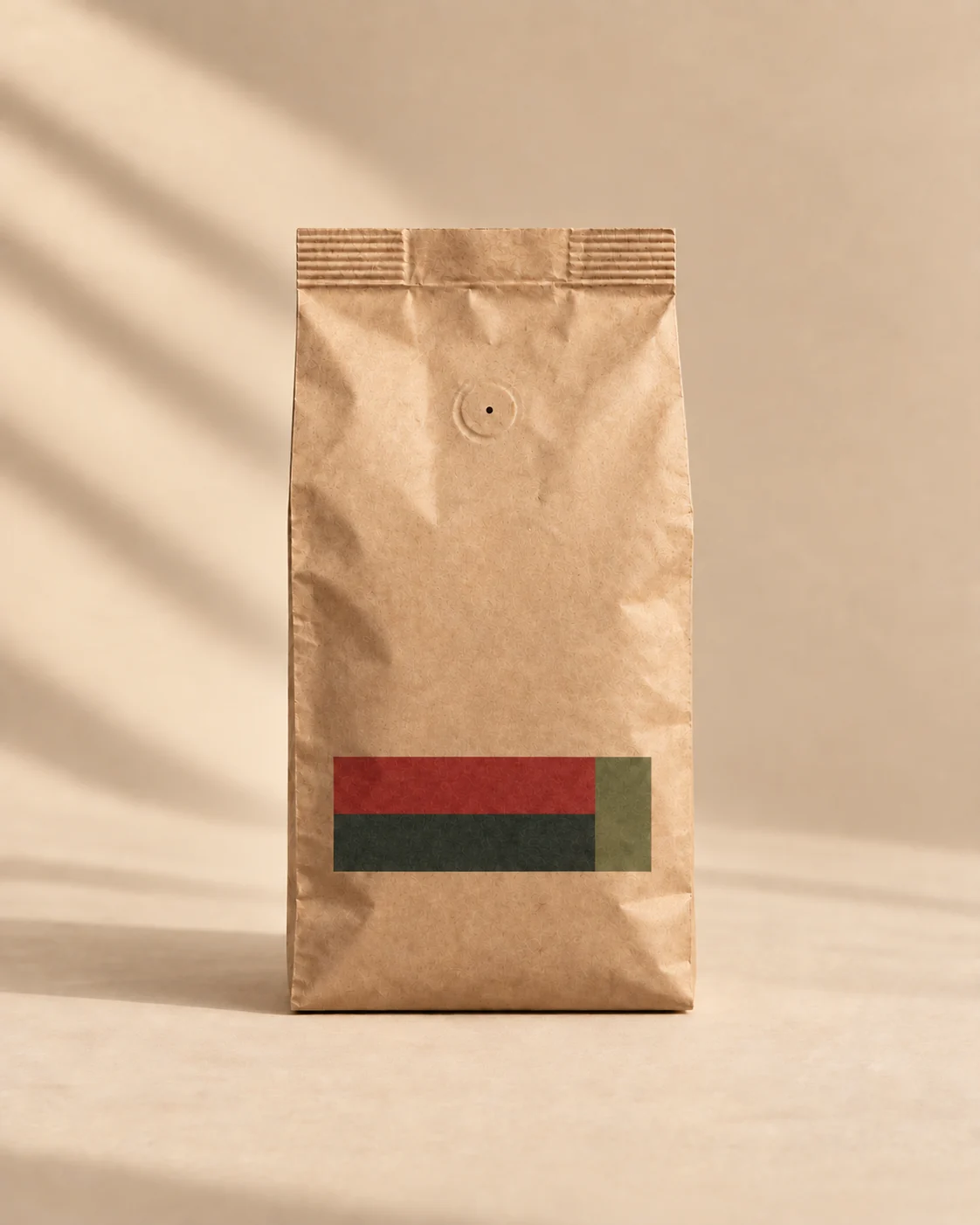Ninth House Blend, seasonal espresso blend in a 250 g kraft bag with a red and olive striped artwork panel