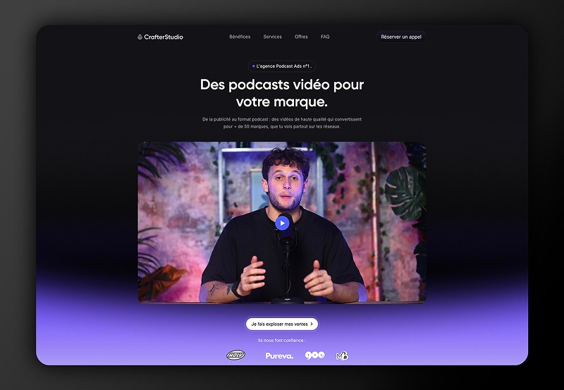 Site de studio de podcasts vidéo pour marques créé par Keyz Digital.