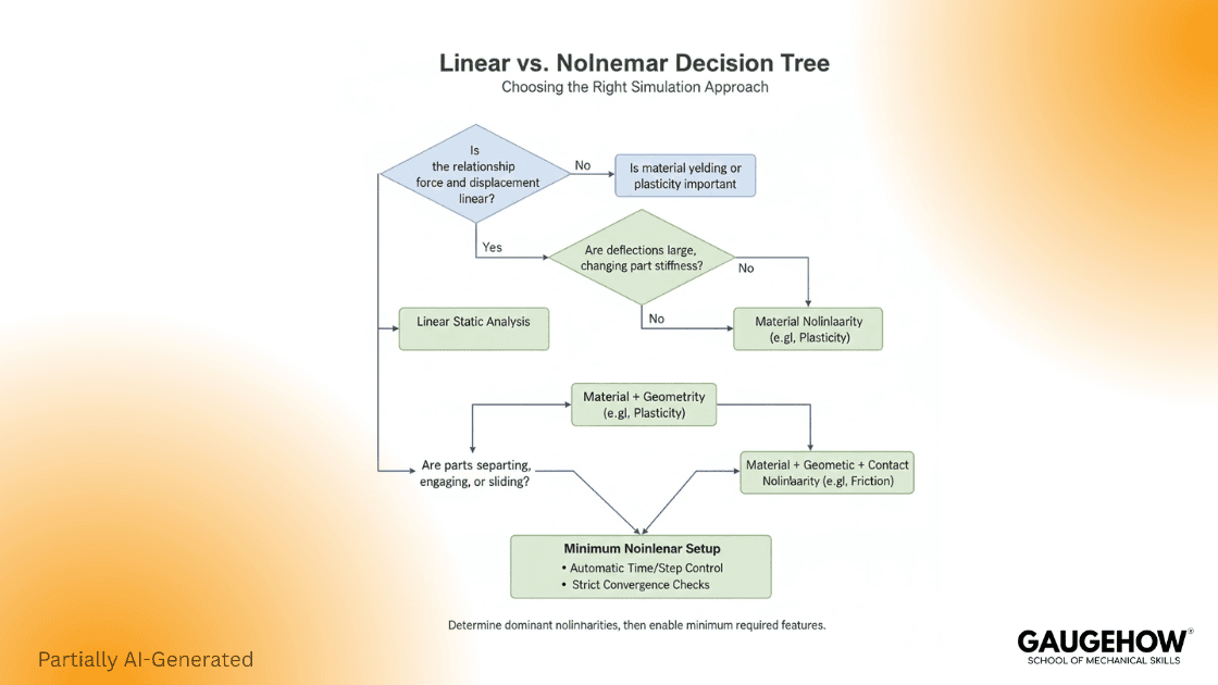 Linear vs nonlinear FEA decision tree