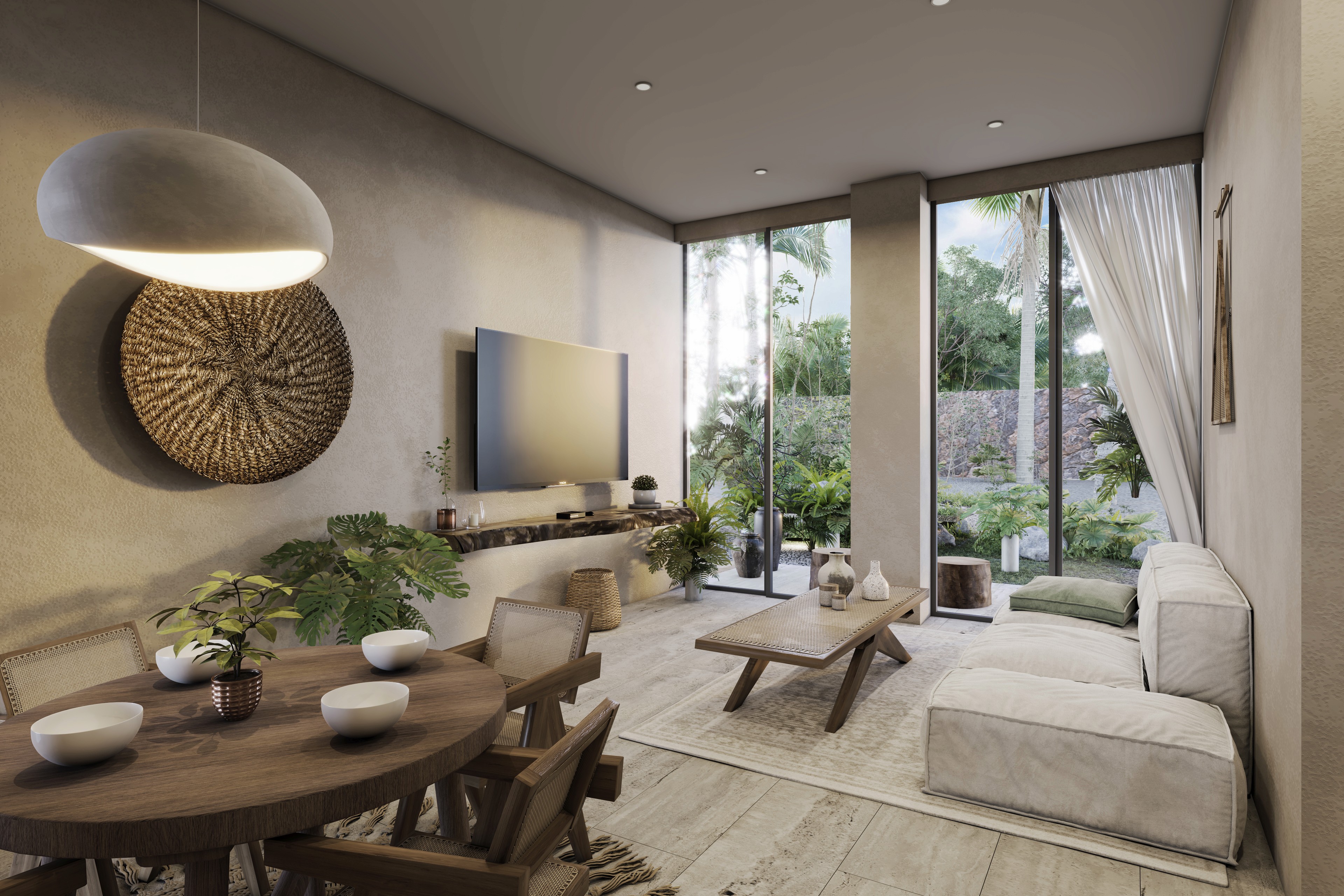 Close-up of lush, dark green leaves, some glossy and wet, against a muted background.