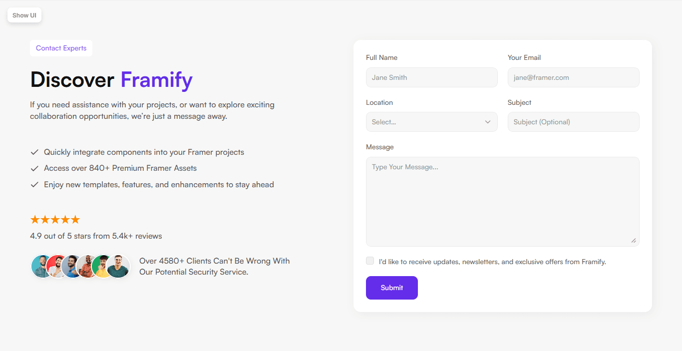 Framer Contact Section v31