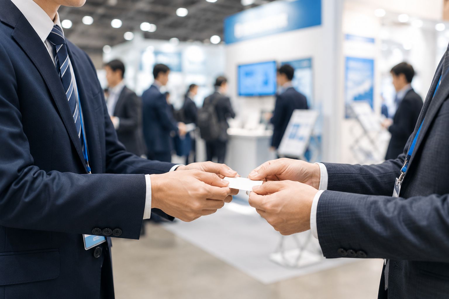 展示会での名刺交換のコツと商談につなげるポイント