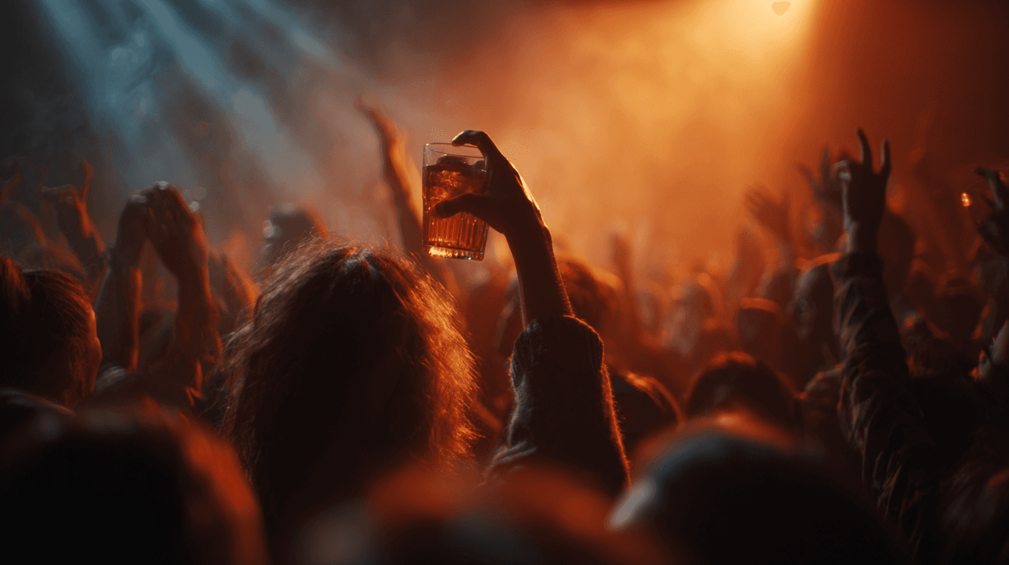 Orange party lights crowd