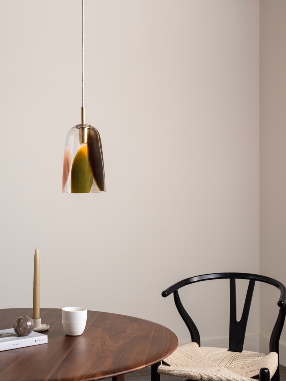 Nara pendant light – hand-blown glass with embedded rose and beige tones
