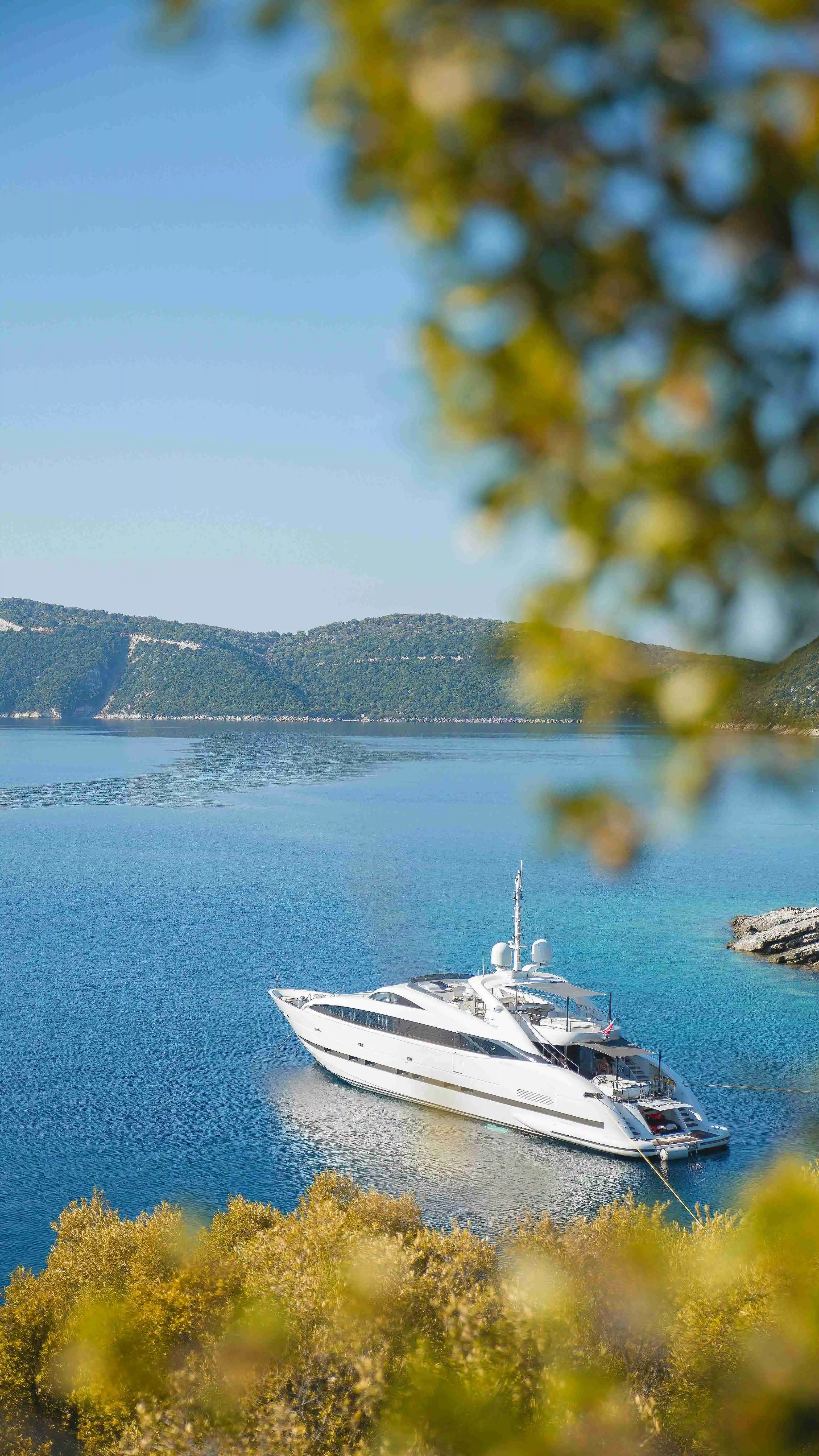 Foreign-owned yacht anchored in Turkish coastal waters, illustrating yacht tax, customs procedures and maritime compliance in Turkey.