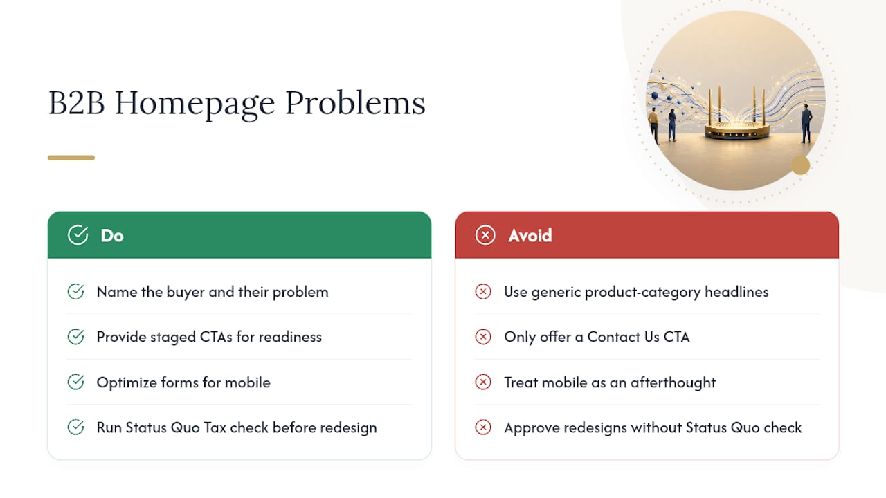 What We See Break on B2B Homepages, Over and Over — overview diagram